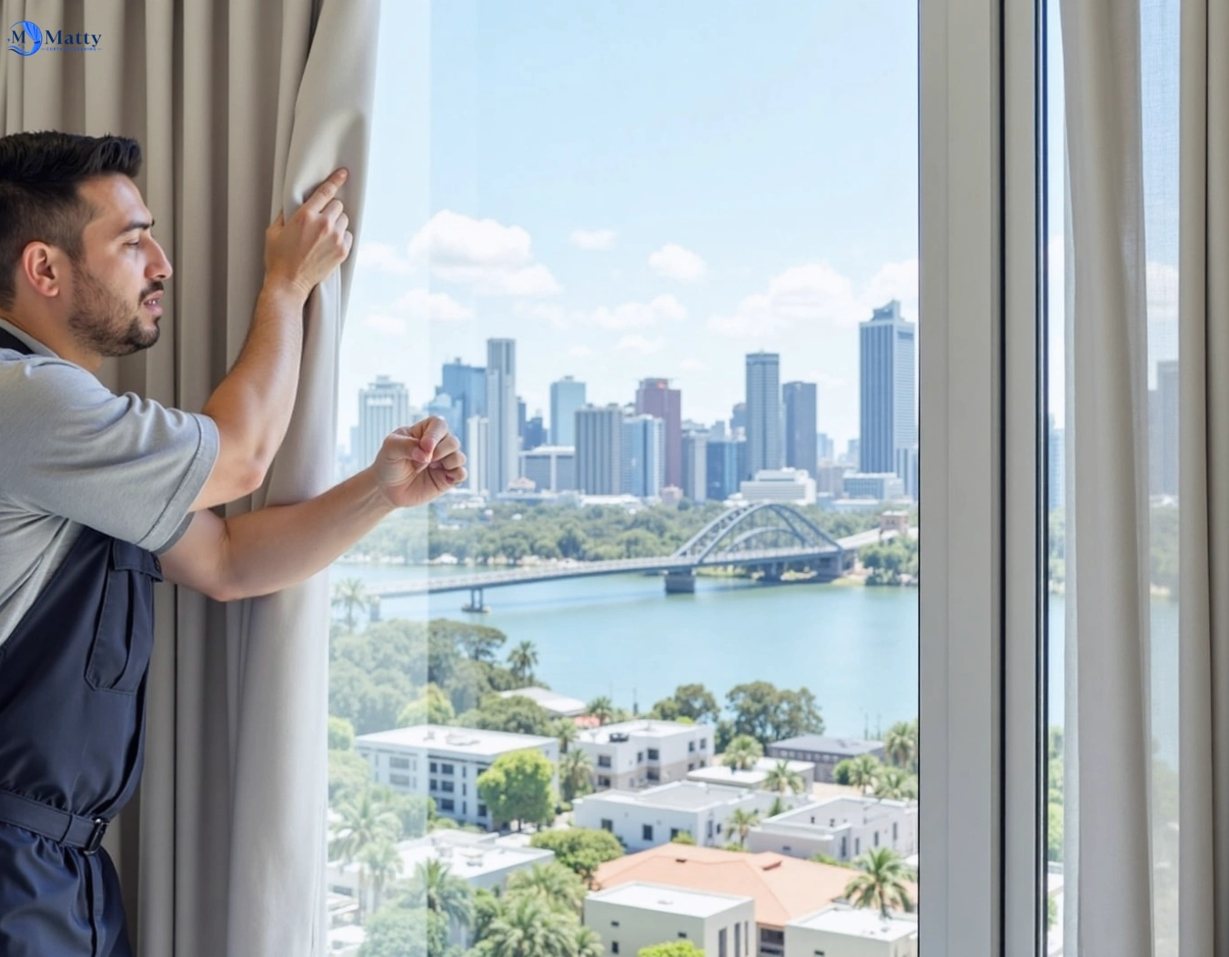 Professional curtain steam cleaning service teneriffe QLD by Matty Curtain Cleaning